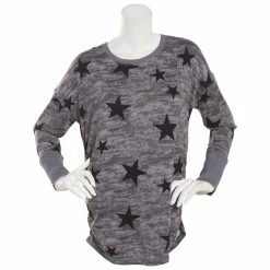 Discount 🤩 Derek-Heart Tops 👩 Womens Derek Heart Long Sleeve Star Hacci Maternity Top ❤️