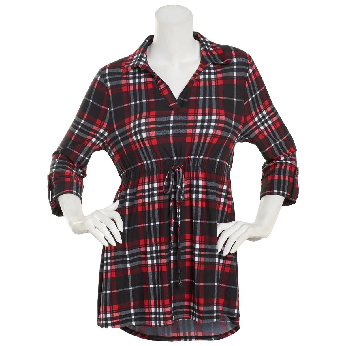 Best deal π Derek-Heart Tops π© Womens Derek Heart Roll Sleeve Plaid Maternity Tunic Top - Chili π