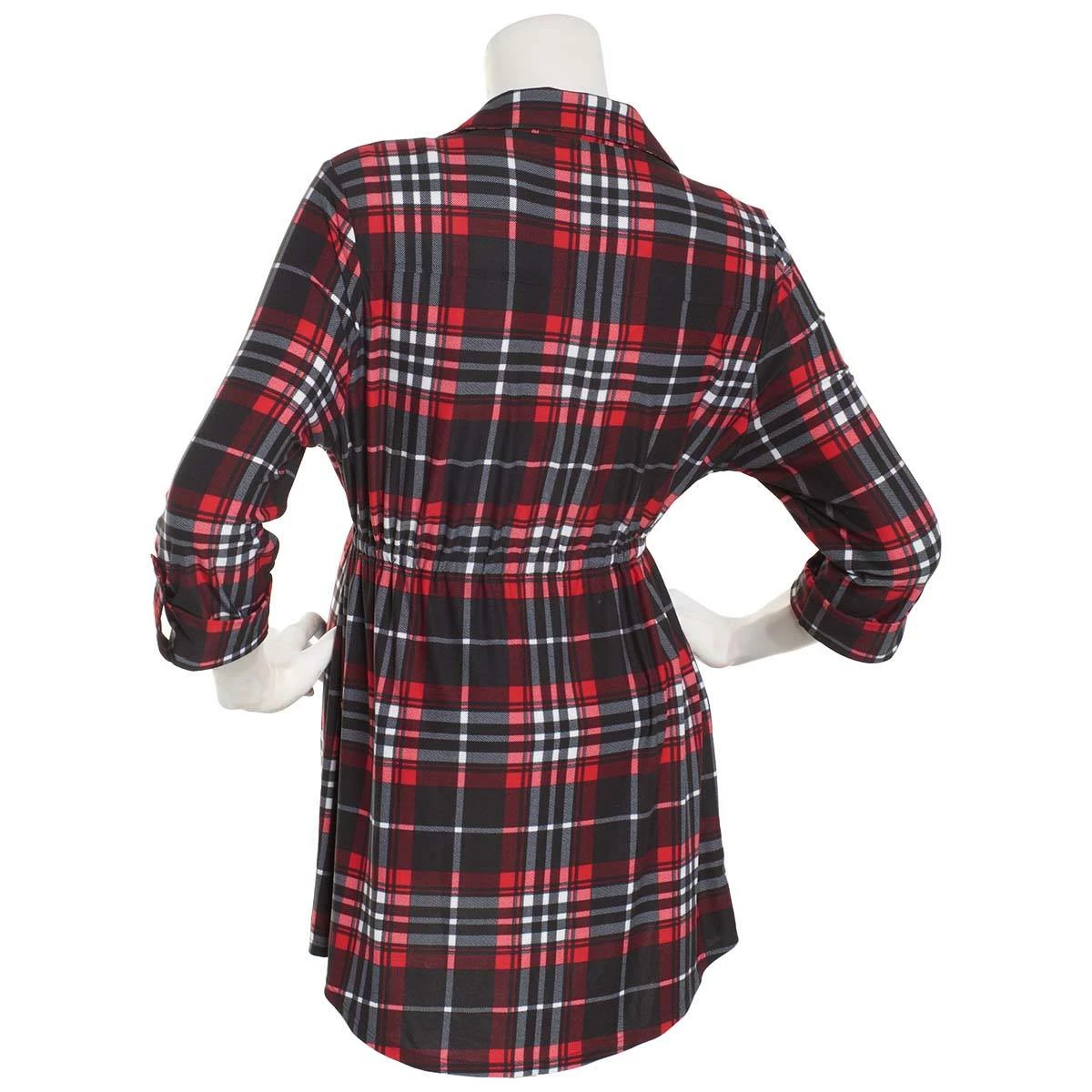 Best deal π Derek-Heart Tops π© Womens Derek Heart Roll Sleeve Plaid Maternity Tunic Top - Chili π - Image 2