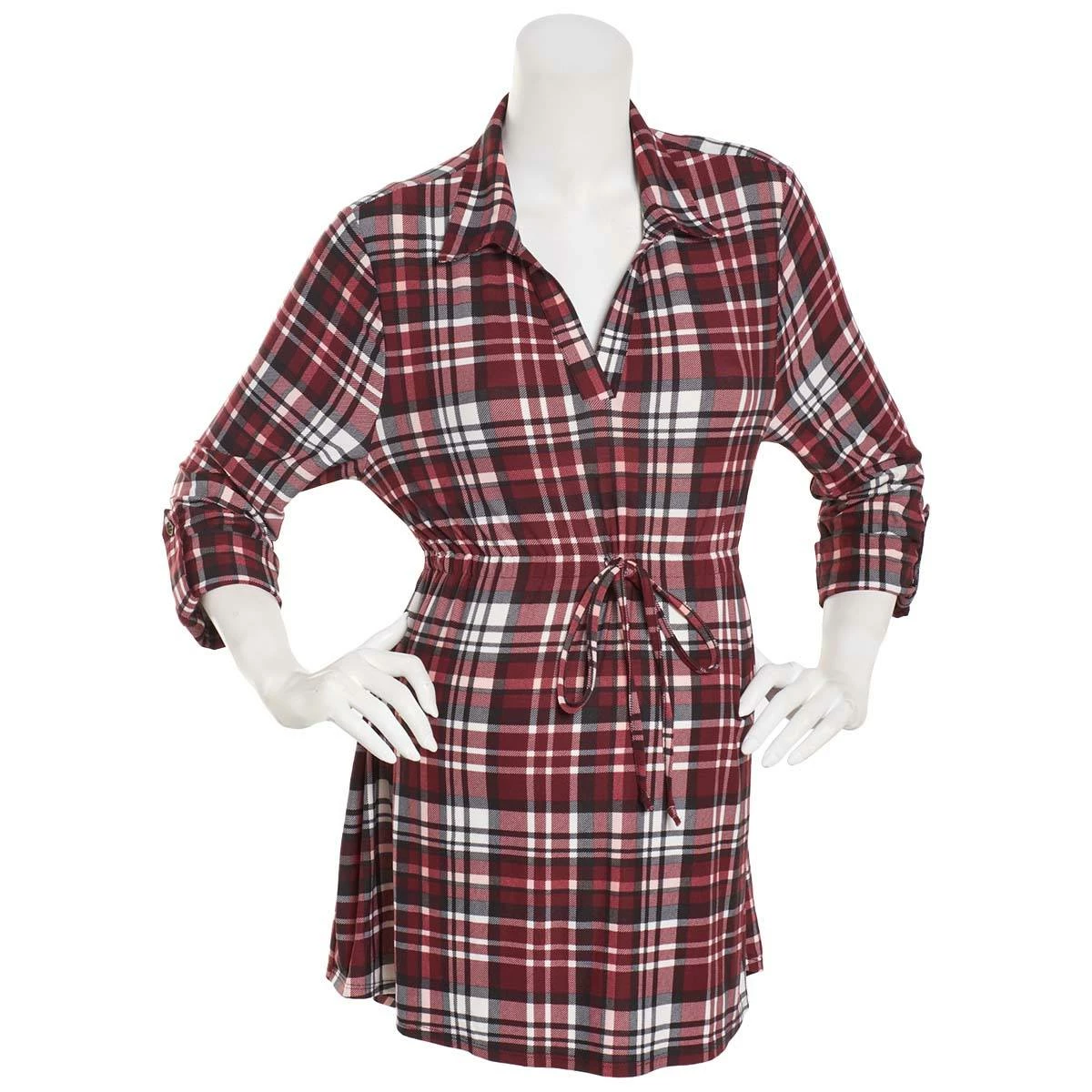 Best deal β€οΈ Derek-Heart Tops π© Womens Derek Heart 3/4 Sleeve Plaid Maternity Tunic Top-Zinfandel β