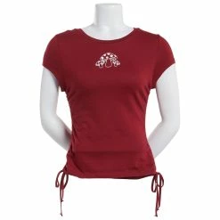 Hot Sale ⌛ Derek-Heart Tops Juniors Derek Heart Short Sleeve Side Ruched Mushroom Top 🌟