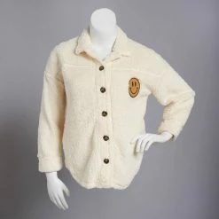 Cheap ⭐ Derek-Heart Tops Juniors Derek Heart Faux Sherpa Oversized Button Front Shacket 🧨