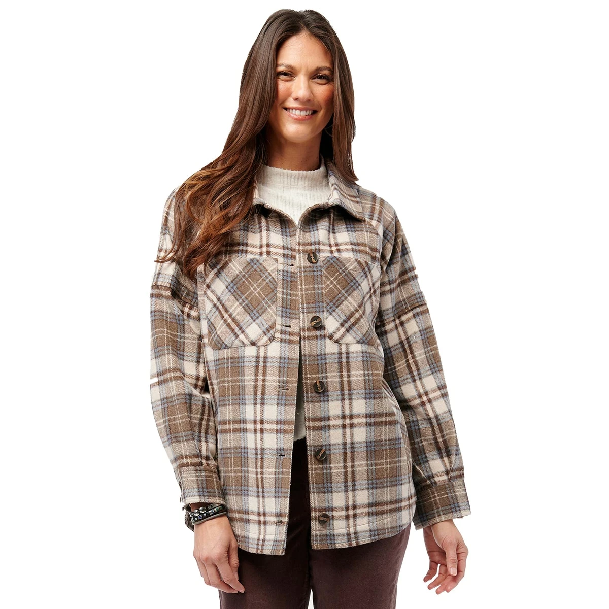 Outlet 😍 Jackets & Blazers 👩 Womens Democracy Long Raglan Blouson Sleeve Plaid Jacket 👏