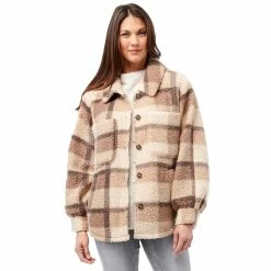 Budget ⌛ Jackets & Blazers 👩 Womens Democracy Blouson Sleeve Sherpa Jacket Patch Pockets 🛒