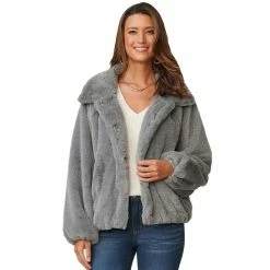 Wholesale 🛒 Jackets & Blazers 👩 Womens Democracy Faux Fur Raglan Bomber Soft Jacket 🛒