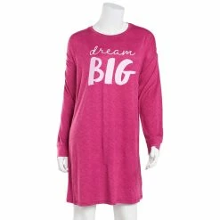 Best Sale ⭐ Derek-Heart Pajamas 👩 Womens Derek Heart Long Sleeve Dream Big Sleepshirt ✨