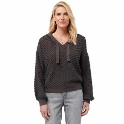 Buy 🎁 Sweaters & Cardigans 👩 Womens Democracy Long Sleeve Textured Stripe Drawstring Sweater 🎉