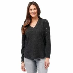 Promo ✔️ Sweaters & Cardigans Plus Size Democracy Puff Sleeve Rhinestone 👚 Shirttail Sweater 💯