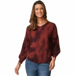 Best Sale 🎉 Sweaters & Cardigans Plus Size Democracy Long Blouson Sleeve Tie Dye Sweater 👏
