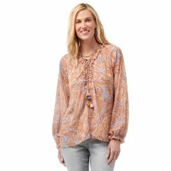 Cheap 🎁 Tops 👩 Womens Democracy Long Sleeve Blouson Paisley Blouse 💯