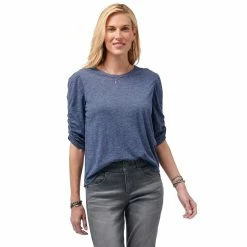 Cheapest 🛒 Tops 👩 Womens Democracy Elbow Puff Ruched Sleeve Knit Top 😍
