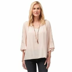 Top 10 🔥 Tops 👩 Womens Democracy 3/4 Embroidered Sleeve Woven Blouse 🎉