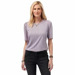 Best reviews of 🎉 Tops 👩 Womens Democracy Elbow Puff Sleeve Dotimal Blouse - Lavender ⌛