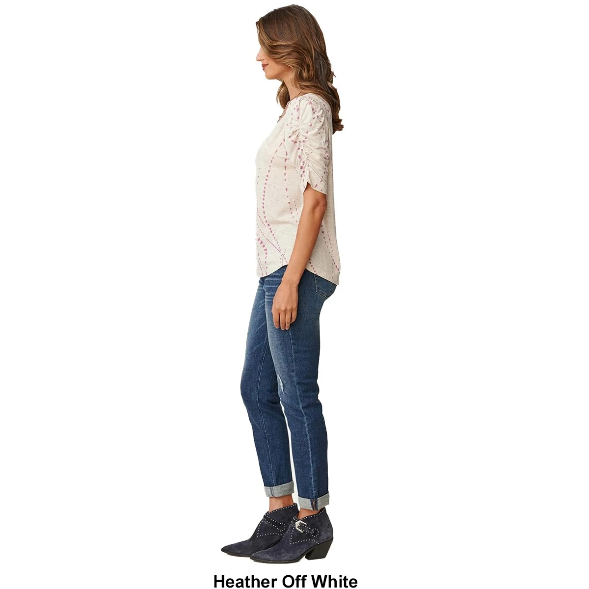 Brand new βοΈ Tops π© Womens Democracy Ruched Elbow Sleeve Round Neck Dot Top π - Image 2