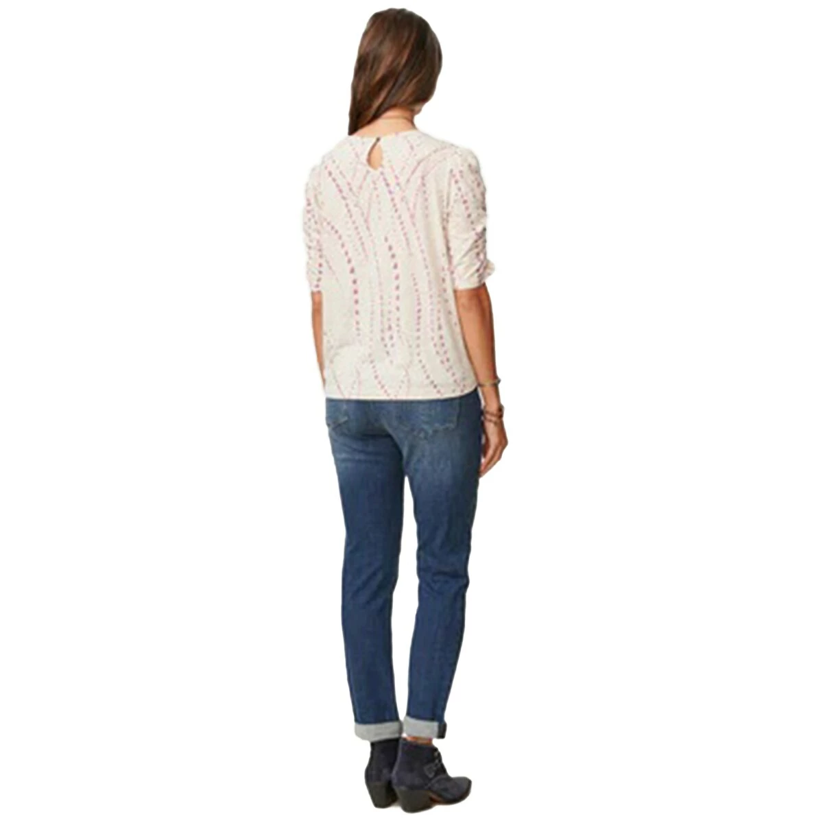 Brand new βοΈ Tops π© Womens Democracy Ruched Elbow Sleeve Round Neck Dot Top π - Image 3