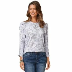 Budget π Tops π© Womens Democracy 3/4 Puff Sleeve Scoop Neck Knit Blouse π