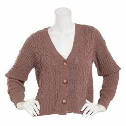 Best deal 🤩 Derek-Heart Sweaters & Cardigans Juniors Derek Heart Cable Button Front Cropped Cardigan Sweater 👏