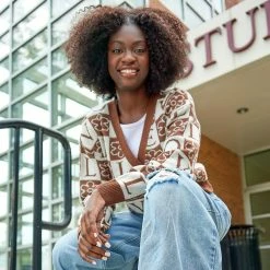 Outlet 🔔 Derek-Heart Sweaters & Cardigans Juniors Derek Heart Jacquard Button Front Crop Cardigan 🔔