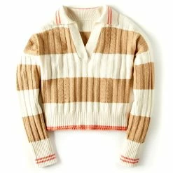 Discount 🔥 Derek-Heart Sweaters & Cardigans Juniors Derek Heart Sponge Strip Johnny Collar Pullover Sweater ⭐