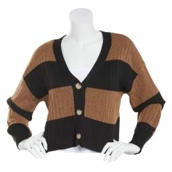 Buy 🌟 Derek-Heart Sweaters & Cardigans Juniors Derek Heart Rugby Stripe Button Front Cardigan Sweater ⌛