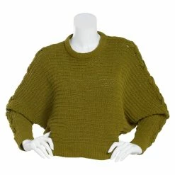 Best Pirce 🥰 Derek-Heart Sweaters & Cardigans Juniors Derek Heart Matte Chenille Lace Up Dolman Sleeve Sweater ⌛