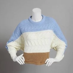 Best Sale 🧨 Derek-Heart Sweaters & Cardigans Juniors Derek Heart Color Block Cable Dolman Sleeve Sweater-Blue 🛒