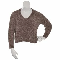 Budget π Derek-Heart Sweaters & Cardigans Juniors Plus Derek Heart Matte Chenille Mixed Cable Sweater π