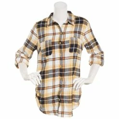 Cheapest π― Derek-Heart Tops Juniors Derek Heart Plaid Flannel Side Tab Fergie Tunic π