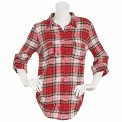 Outlet ⭐ Derek-Heart Tops Juniors Derek Heart Plaid Flannel Side Tab Fergie Tunic 💯