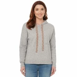 Best deal 👍 Hoodies & Sweatshirts 👩 Womens Democracy Contrast Hoodie Tie & Mix Stitches Sweatshirt 🧨